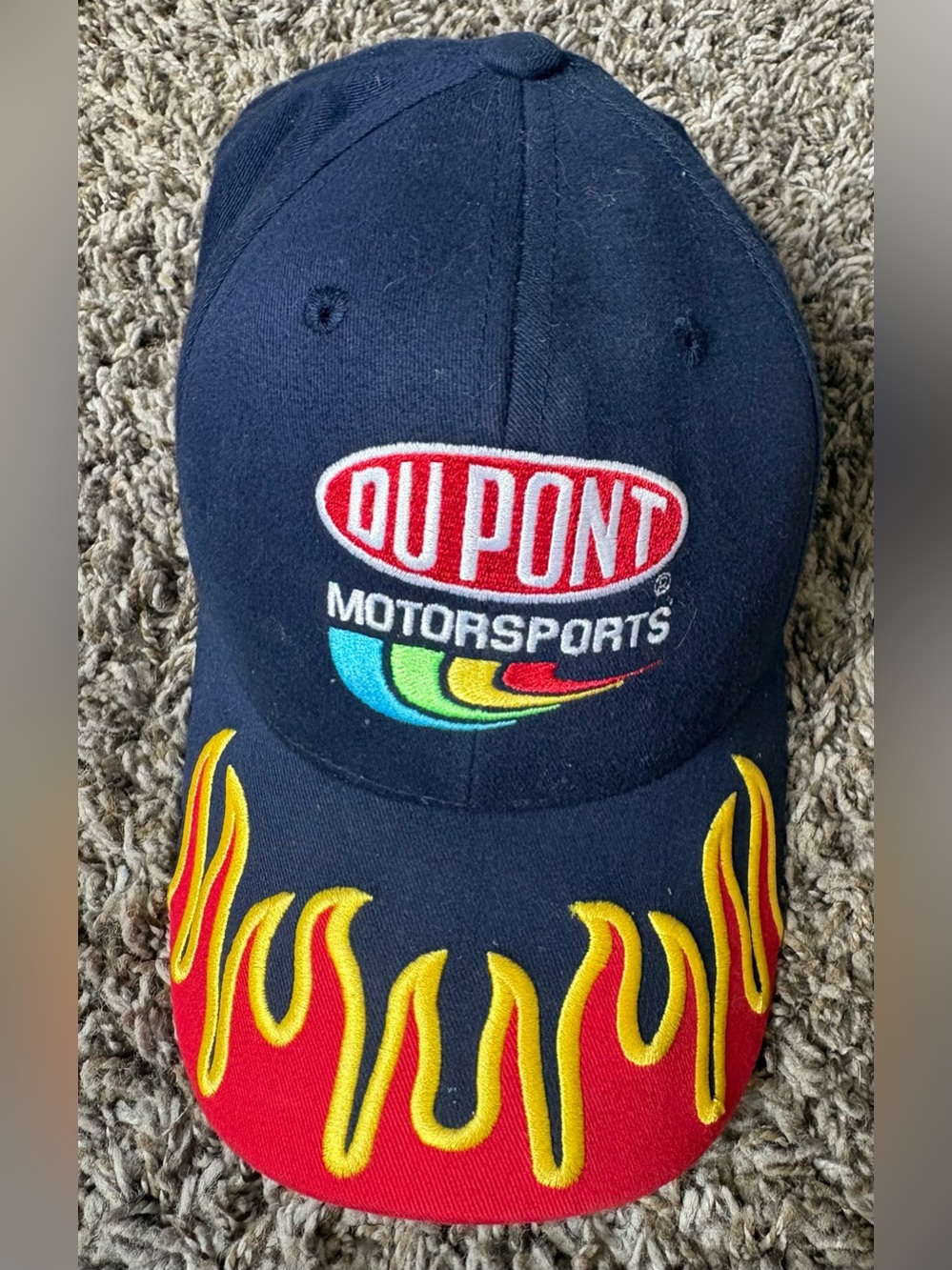 DuPont Motorsports Navy Cap with Red & Yellow Flame Visor